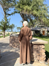 Pleated Front Dress - Brown