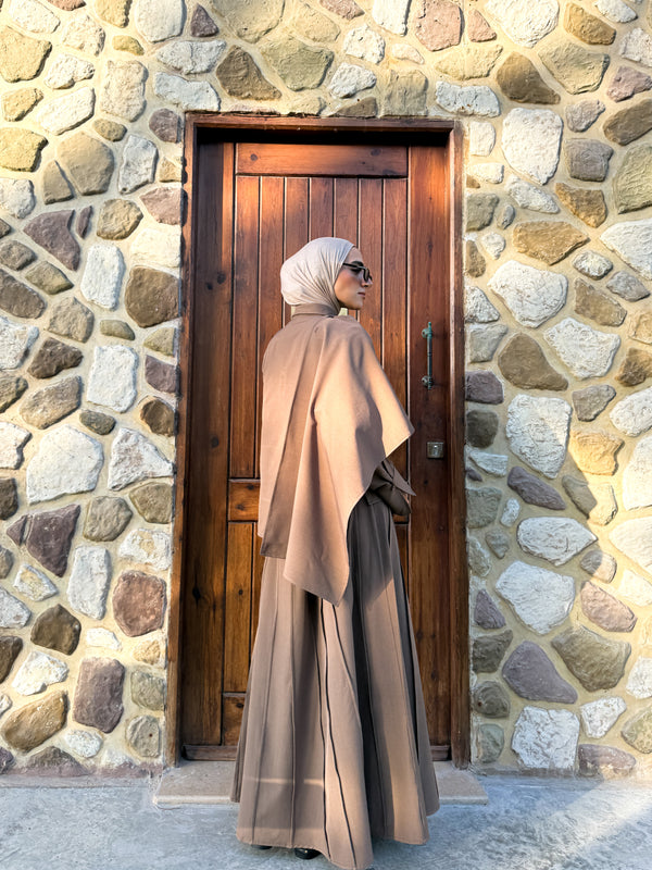 Tuck Detailed Skirt - Cafe