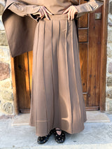 Tuck Detailed Skirt - Cafe