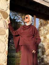 Cropped Shirt With Scarf - Brown