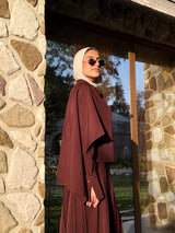 Cropped Shirt With Scarf - Brown
