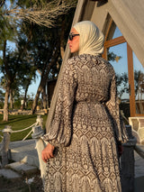 Chiffon Accordion Dress - Brown