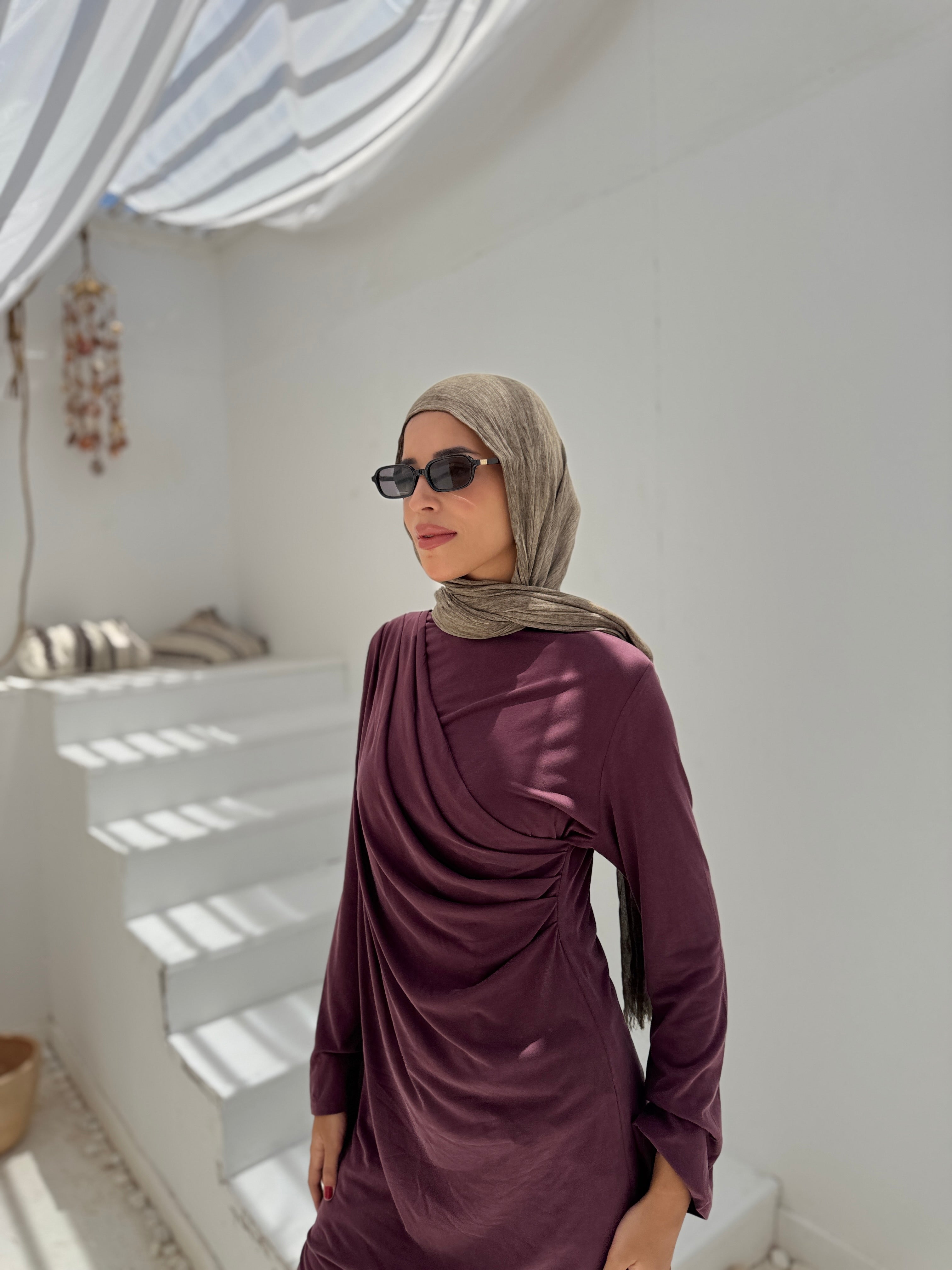 Soft Draped Blouse - maroon