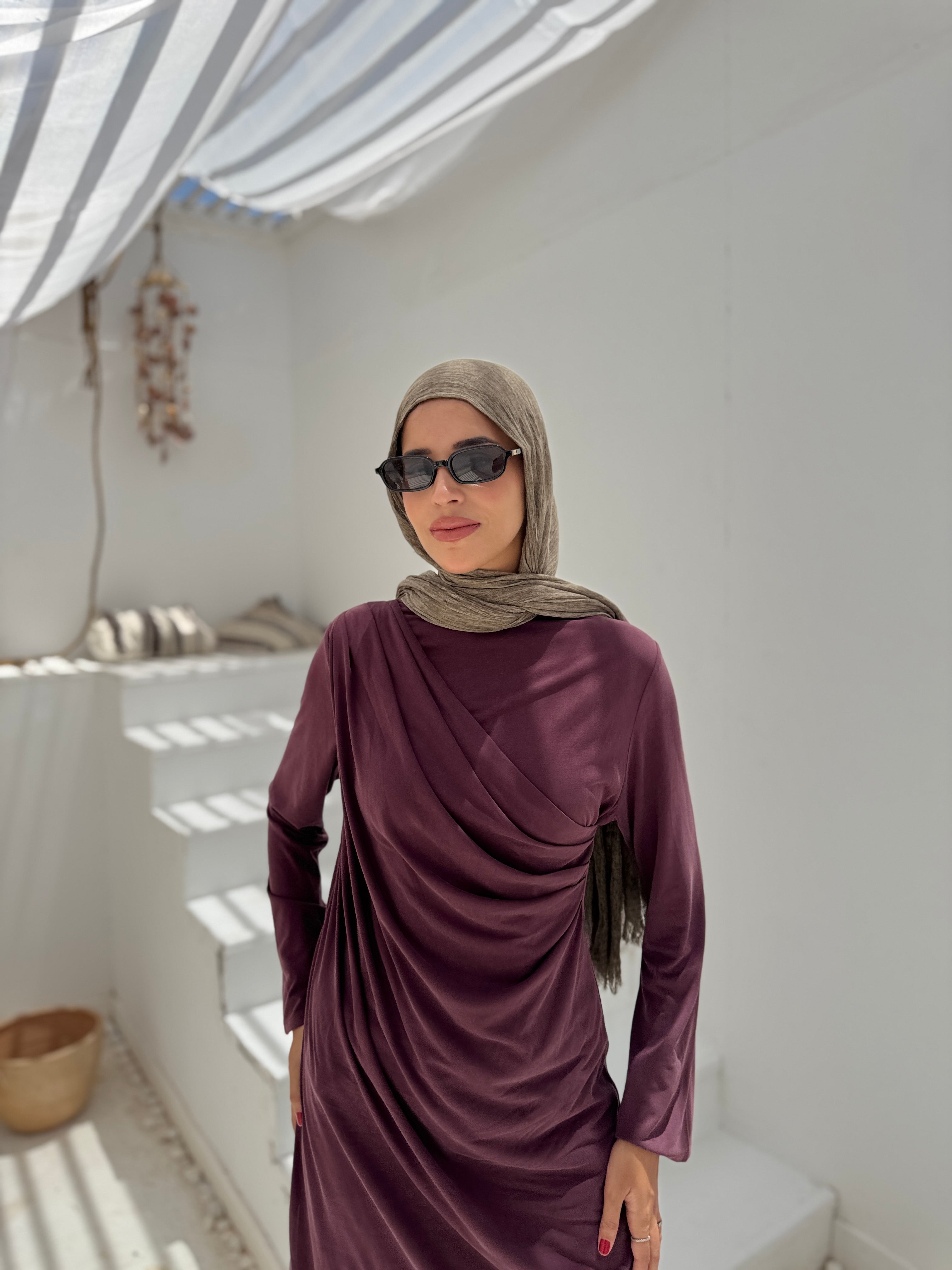 Soft Draped Blouse - maroon