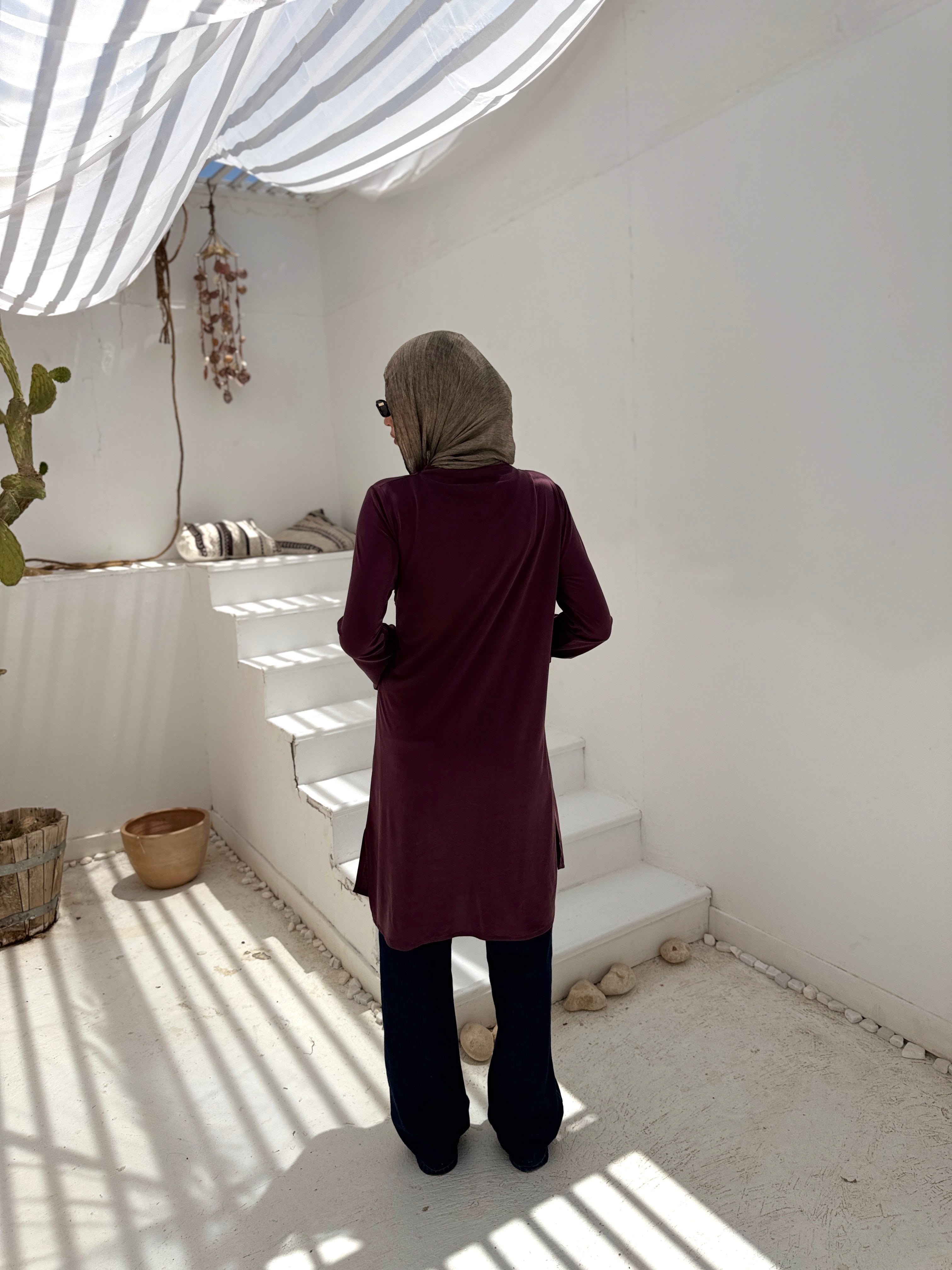 Soft Draped Blouse - maroon