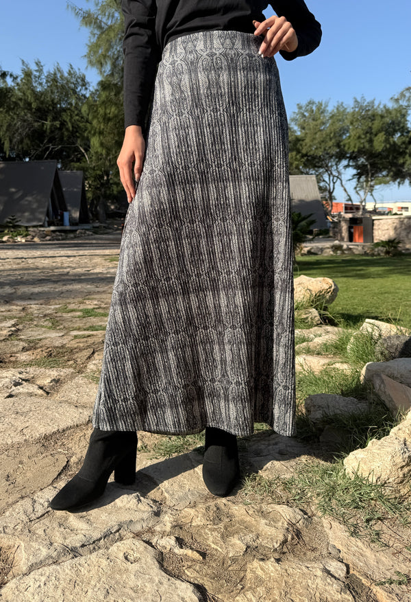 Suede Printed Skirt - Black