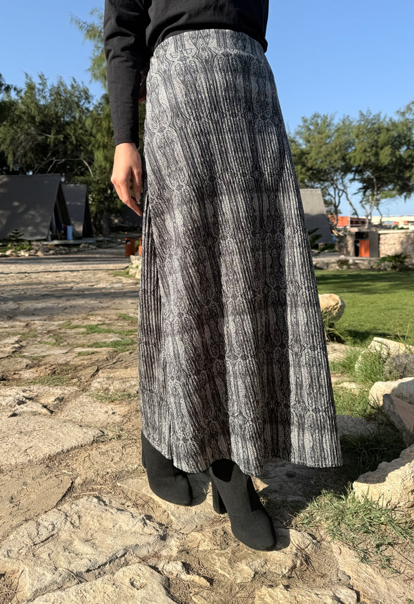 Suede Printed Skirt - Black