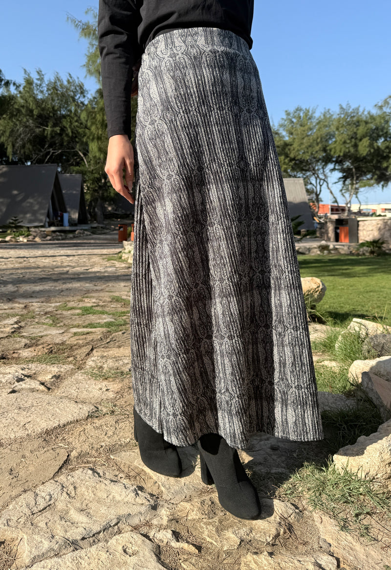 Suede Printed Skirt - Black
