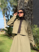 Gabardine Cropped Shirt - Olive