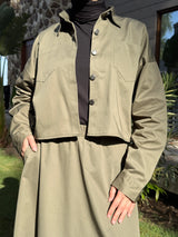 Gabardine Cropped Shirt - Olive
