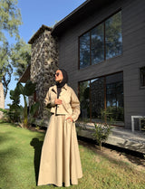 Gabardine Flowy Skirt - Beige