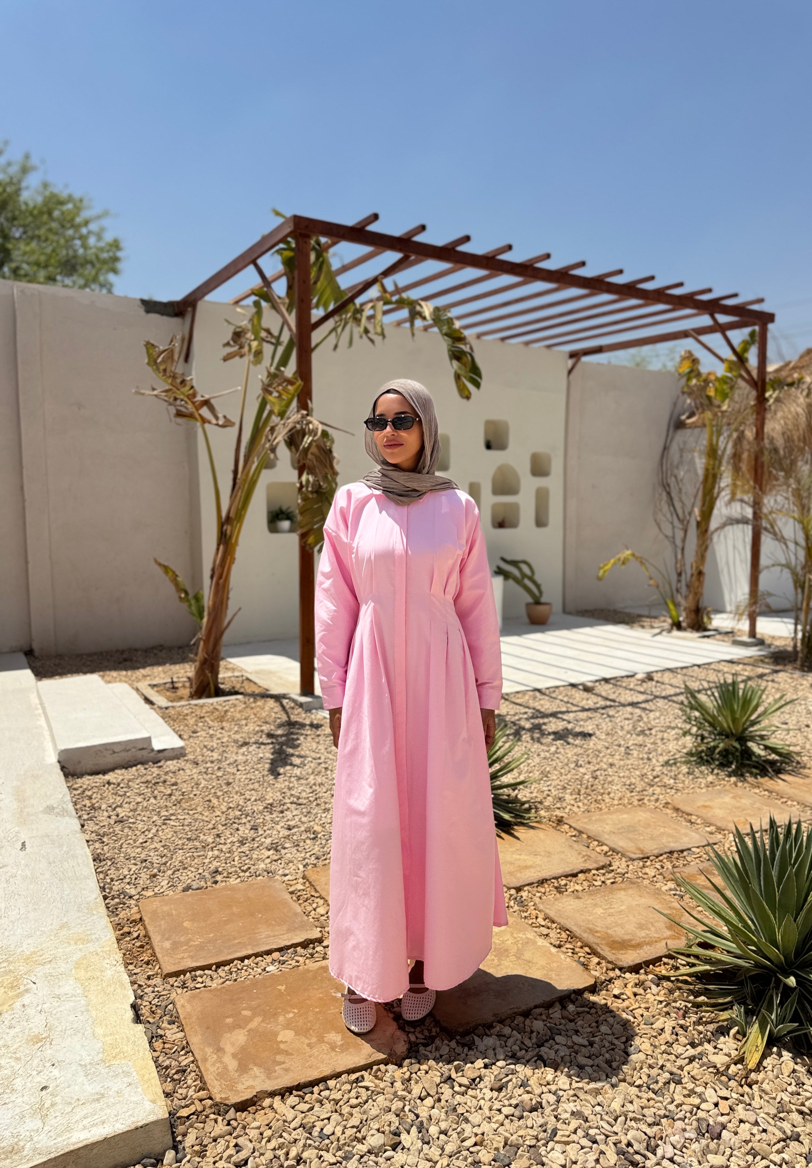 Seamed Waist Dress -Pink