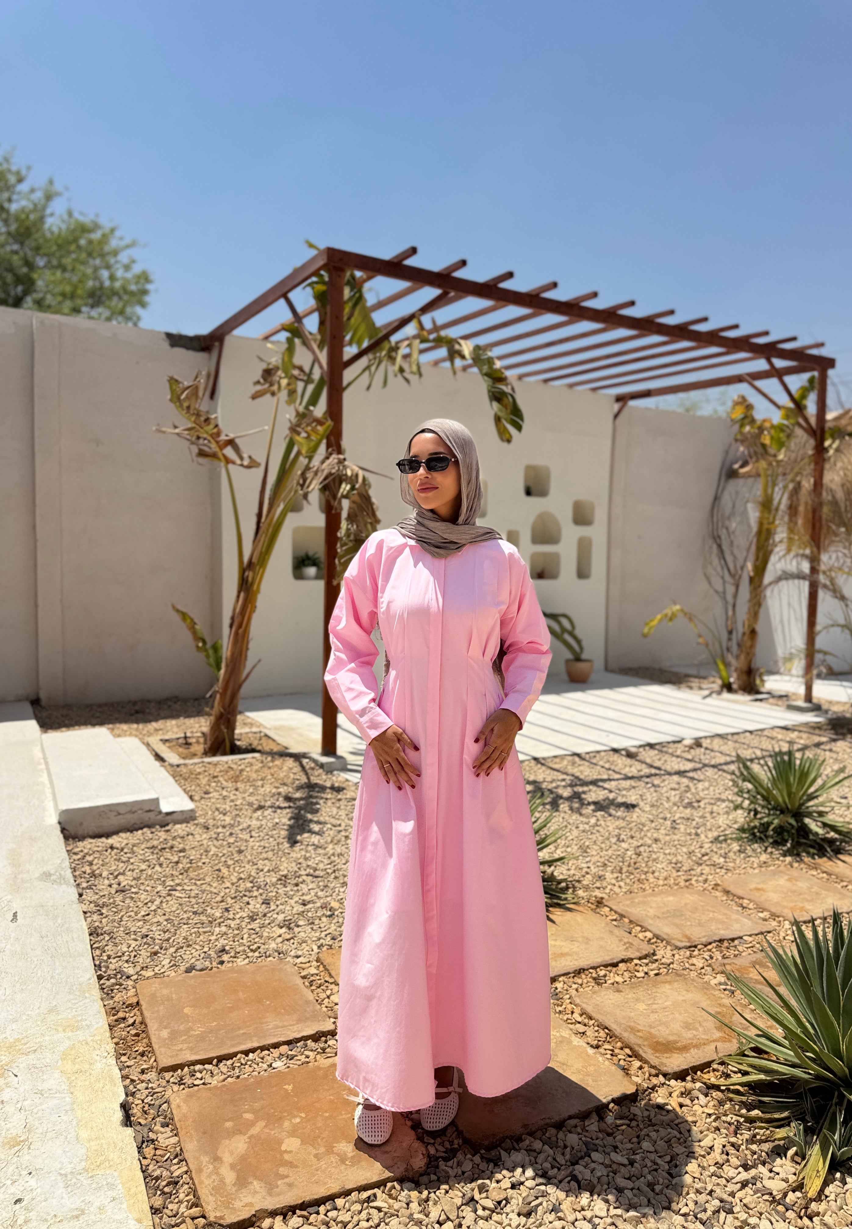 Seamed Waist Dress -Pink