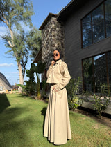 Gabardine Flowy Skirt - Beige