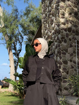 Gabardine Cropped Shirt - Black