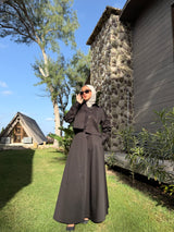 Gabardine Flowy Skirt - Black