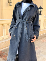 Denim Trench Jacket - Black