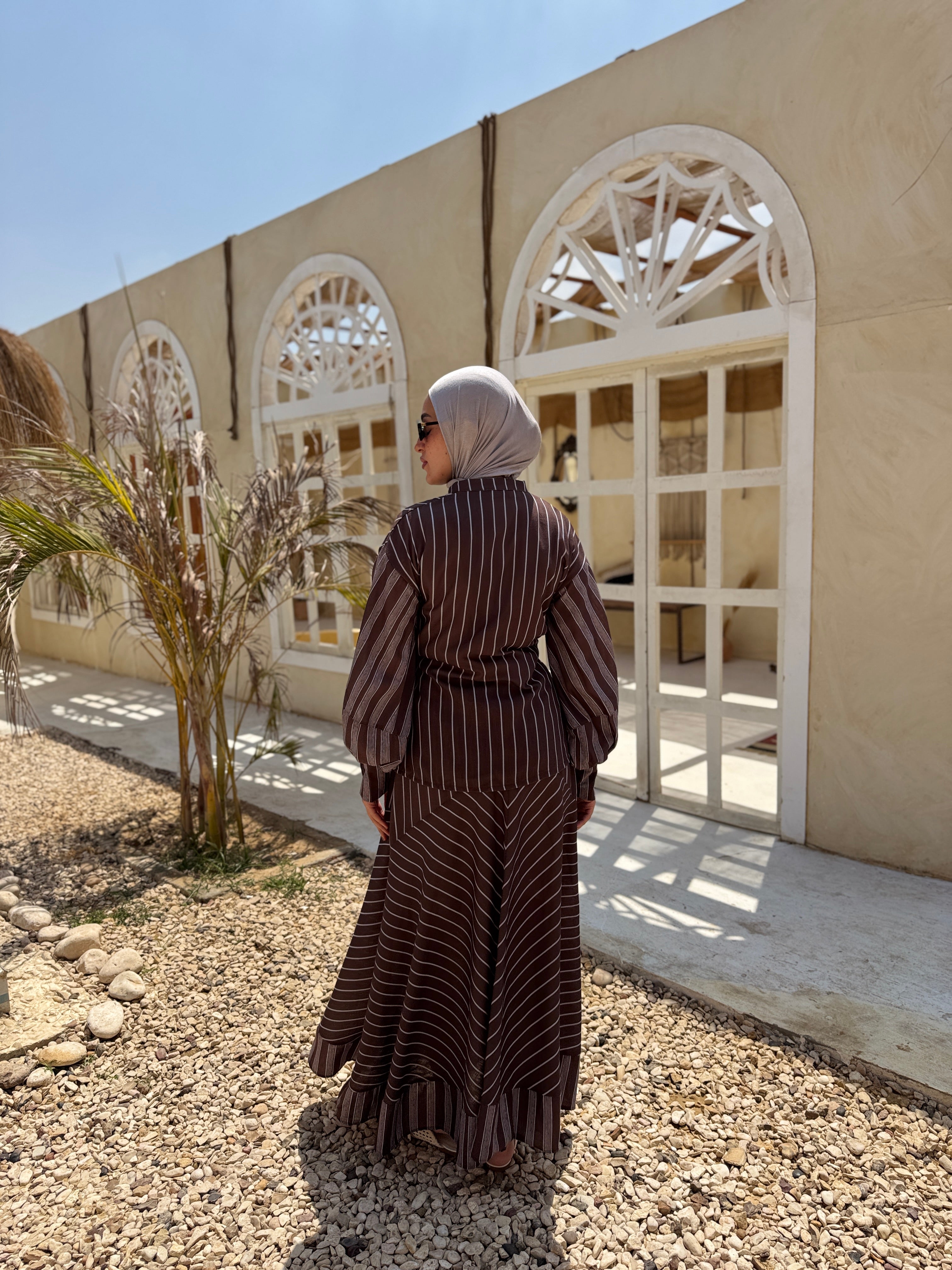 Mixed Stripes Blouse - blue*brown