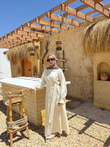 Wrap Broderie Dress-Beige