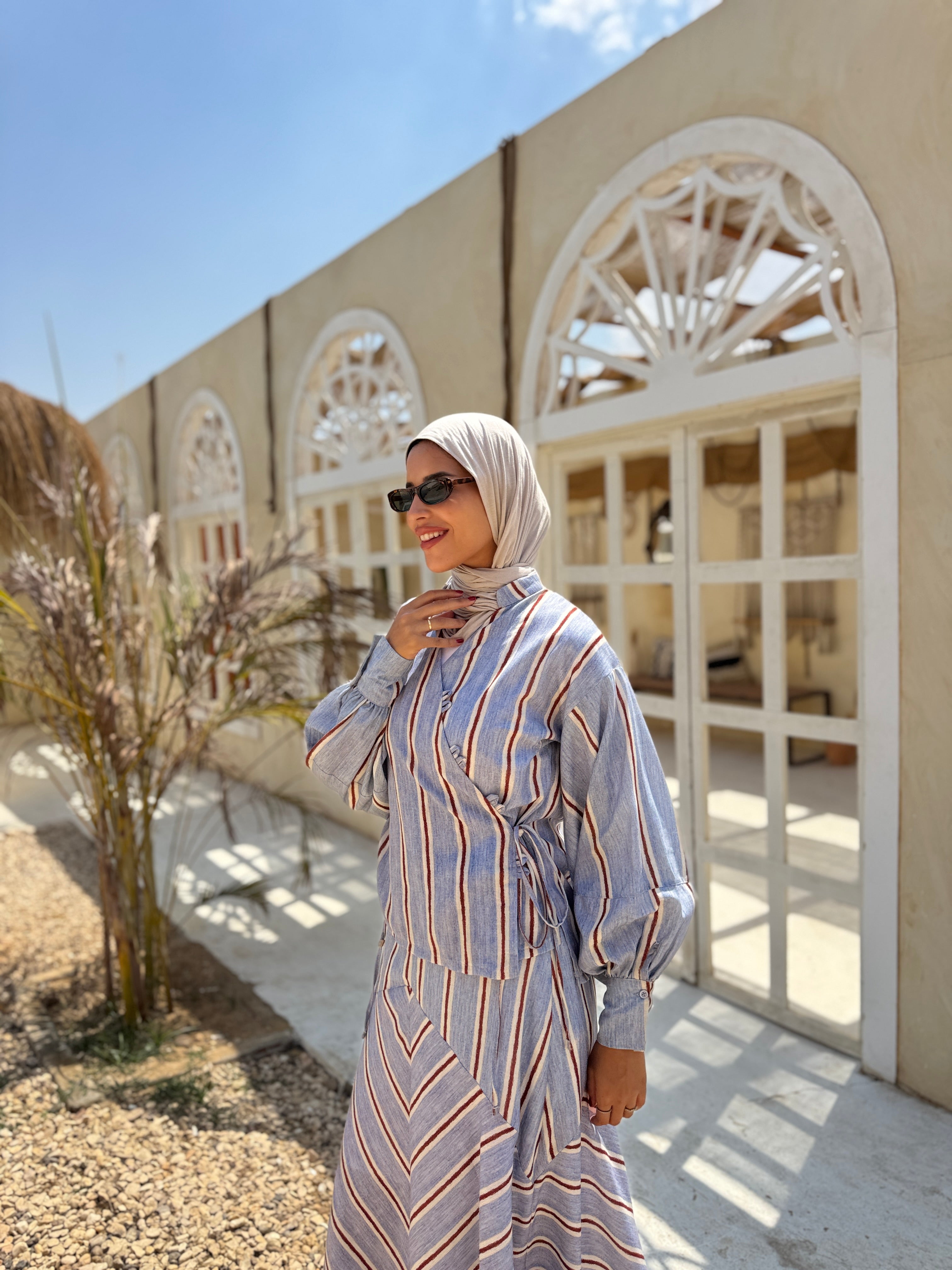Mixed Stripes Blouse - blue