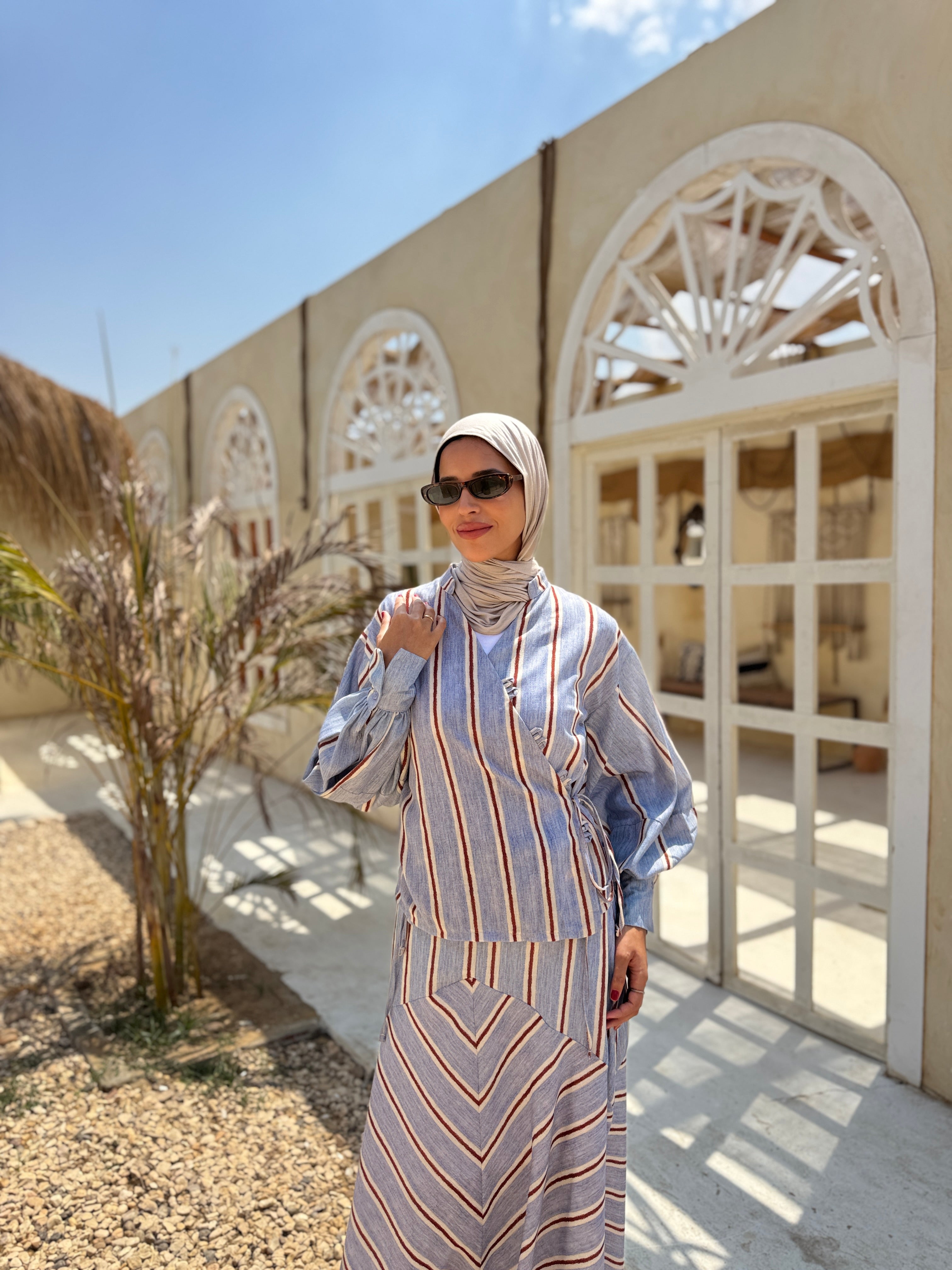 Mixed Stripes Blouse - blue