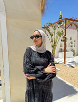 Studded Chiffon Dress-Black