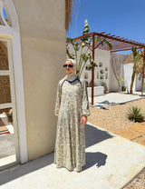 Studded Chiffon Dress-Beige