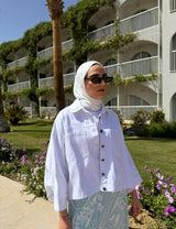 Batwing Denim Jacket-White