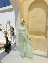 Side Buckle Organza Dress-Mint