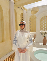 Embroidery Dress With Drawstrings-White