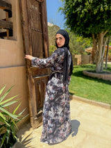 Printed Chiffon wrap dress - Black