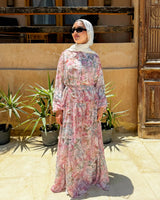 Printed Chiffon wrap dress - Pink