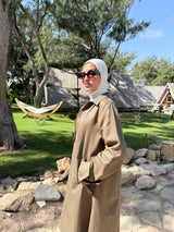 Asymmetric Gabardine Shirt - Olive