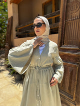 Dress Crushed With Drawstrings - Olive
