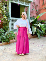 Piped Skirt-Fuchsia