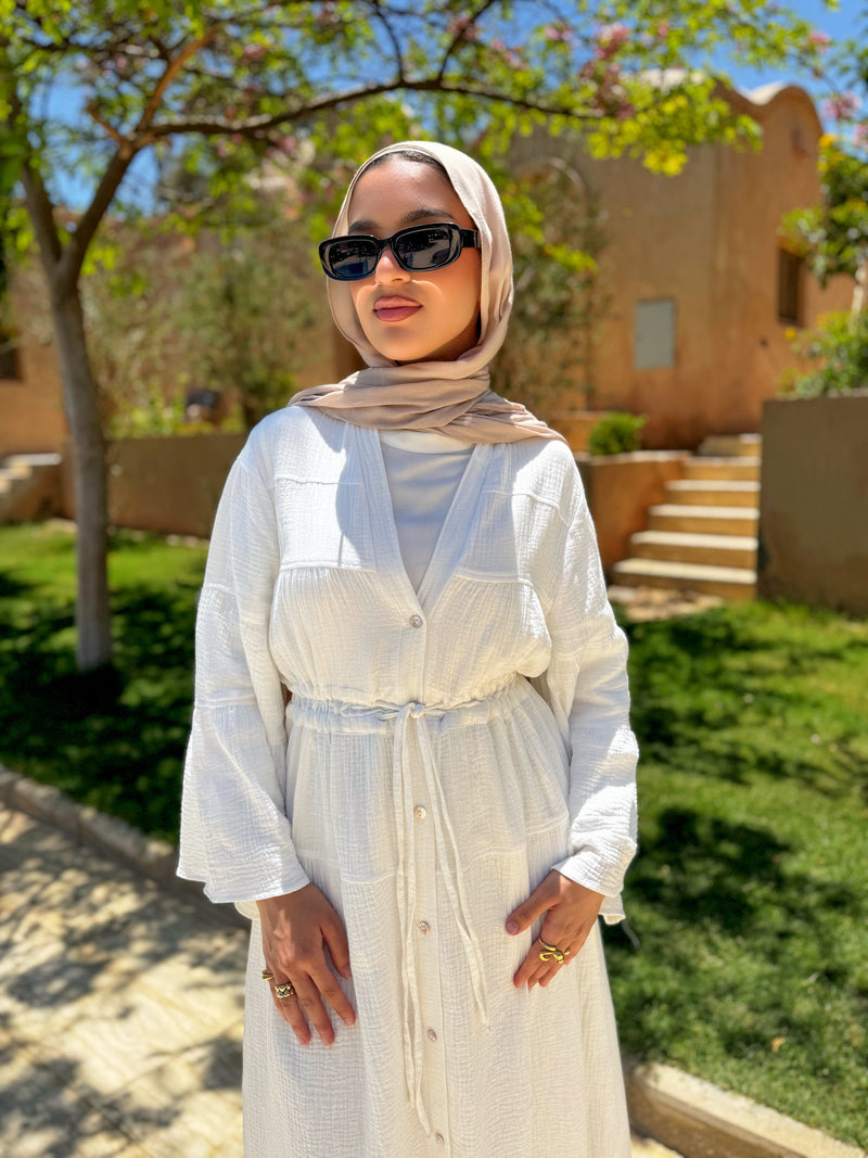 Dress Crushed With Drawstrings - White