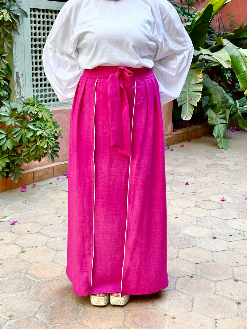 Piped Skirt-Fuchsia