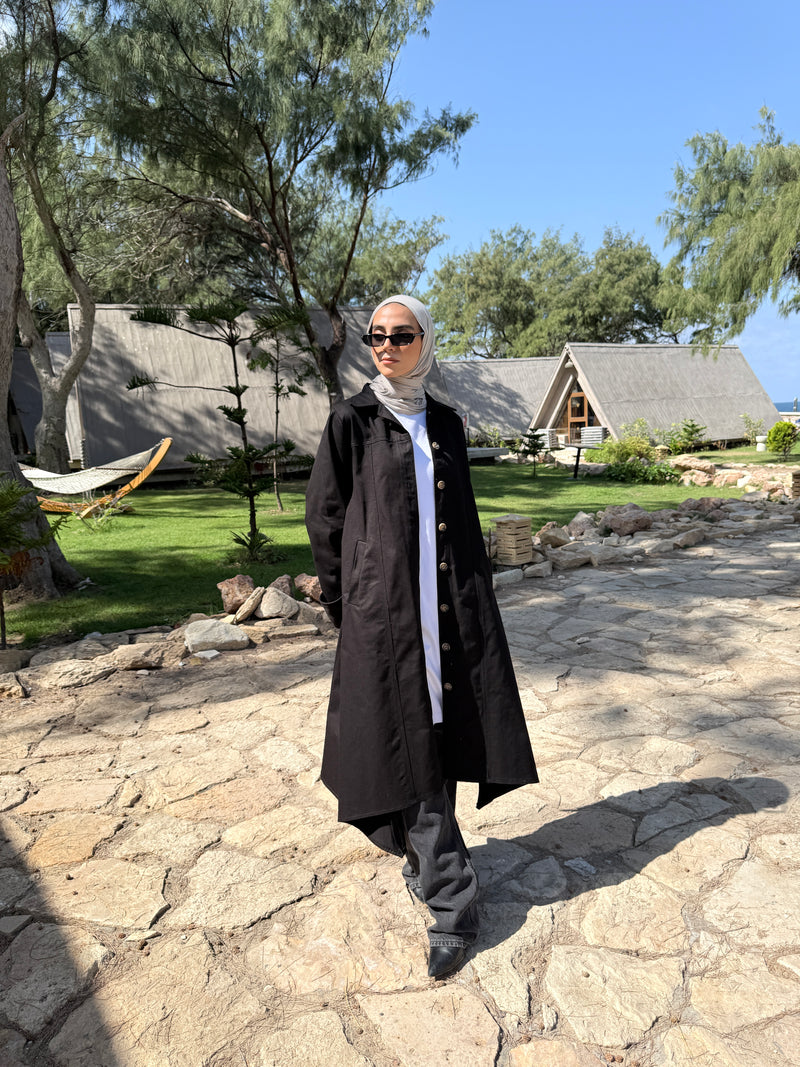 Asymmetric Gabardine Shirt - Black