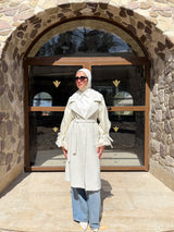Organza Sleeves Coat - Offwhite