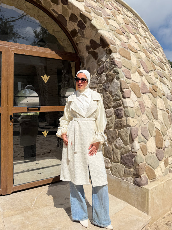 Organza Sleeves Coat - Offwhite