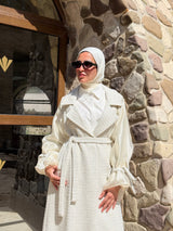 Organza Sleeves Coat - Offwhite