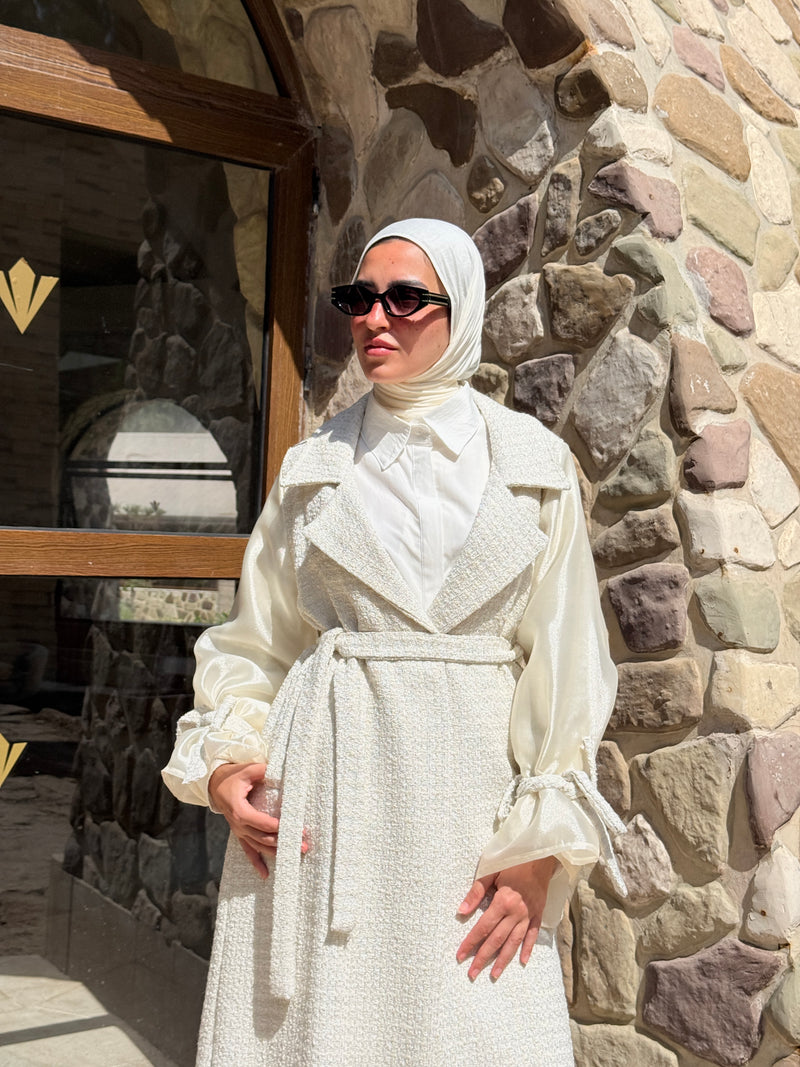 Organza Sleeves Coat - Offwhite