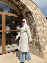 Organza Sleeves Coat - Offwhite