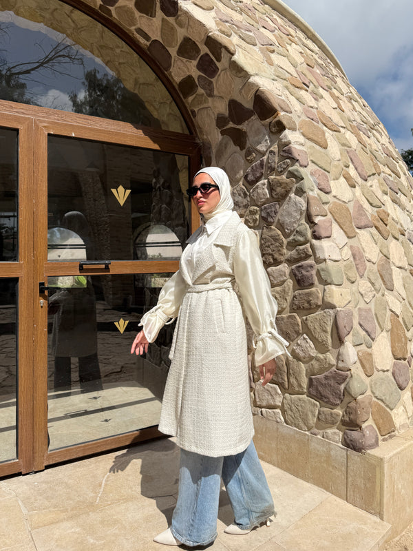 Organza Sleeves Coat - Offwhite