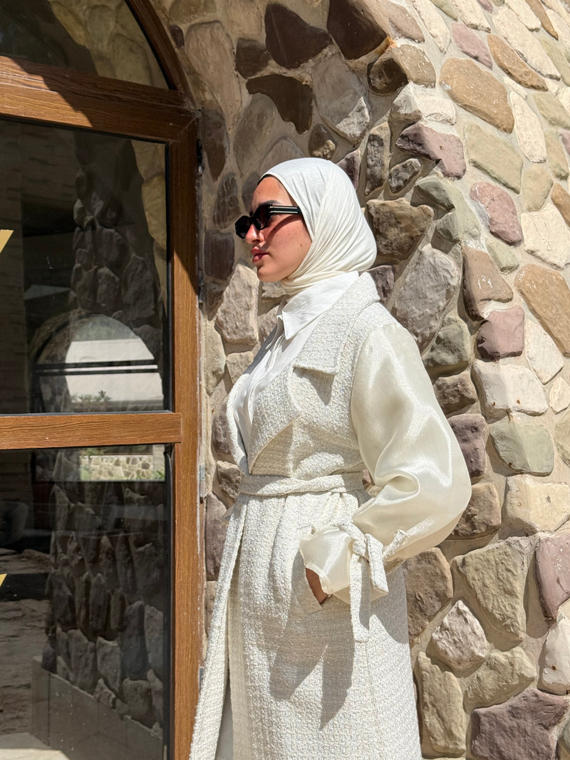 Organza Sleeves Coat - Offwhite