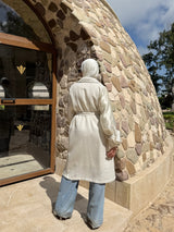 Organza Sleeves Coat - Offwhite