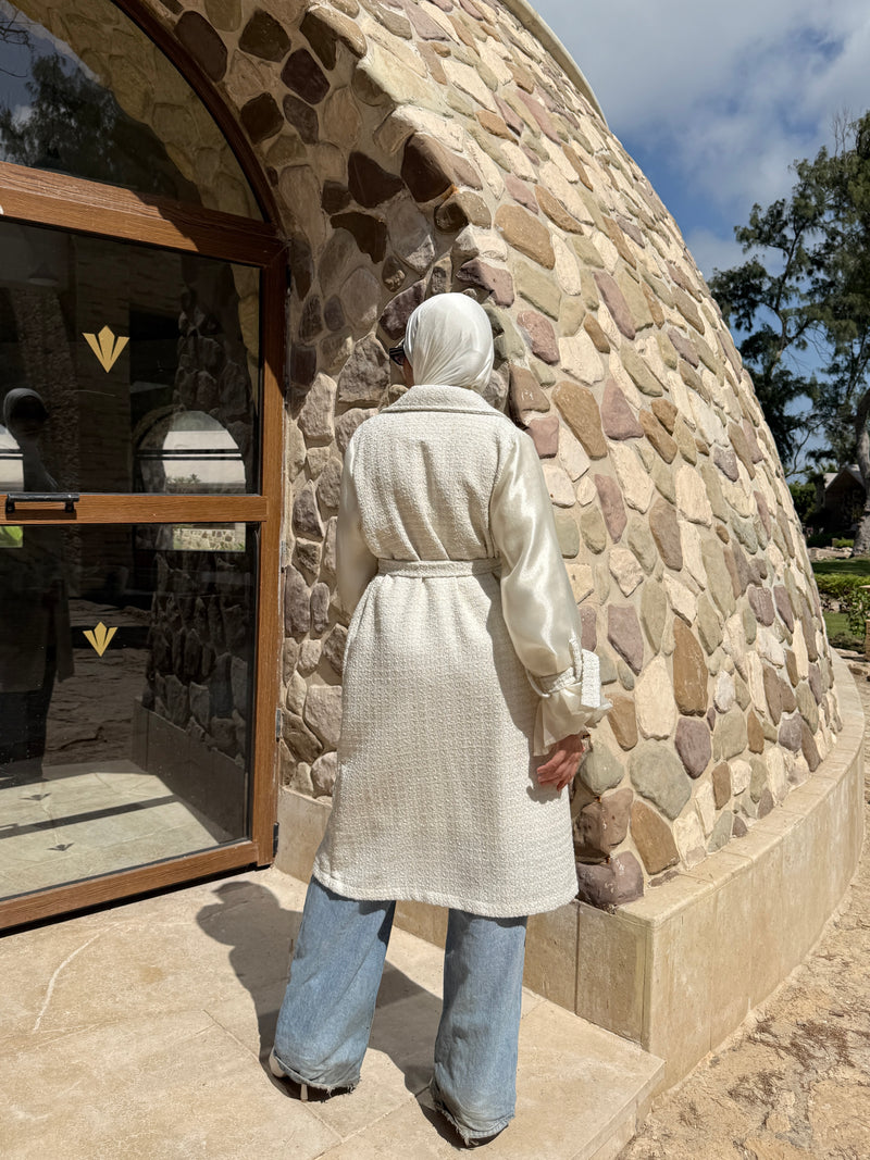 Organza Sleeves Coat - Offwhite