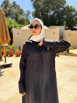 Asymmetric Striped Shirt - Black