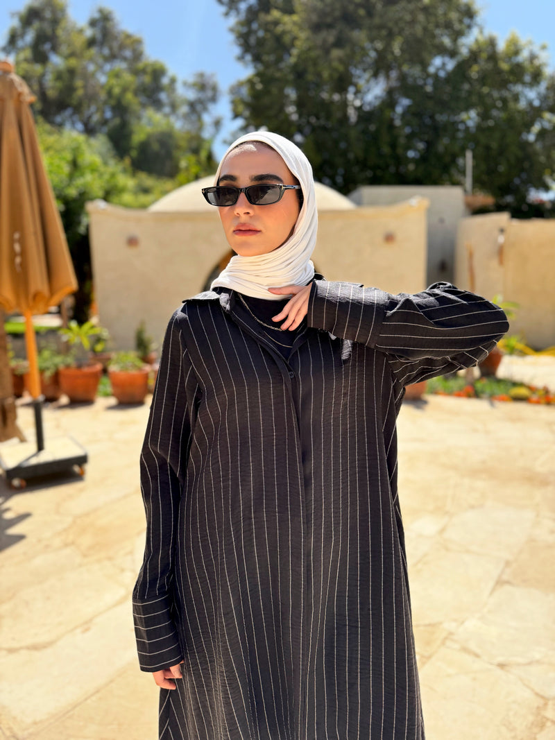 Asymmetric Striped Shirt - Black