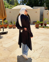 Asymmetric Striped Shirt - Black
